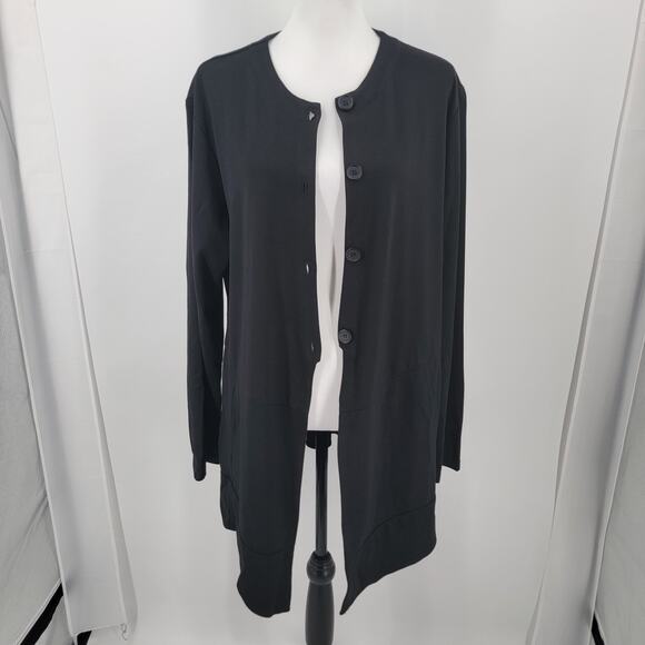 Spirit House Tunic Top Womens XL Black Button Up Relaxed Fit Lagenlook - Picture 7 of 10